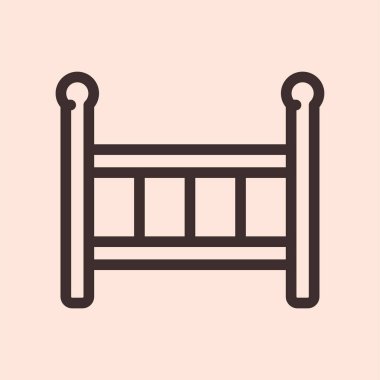 Bebek beşik yatak minimalist düz çizgi katı kontur simgesini piktogram sembol