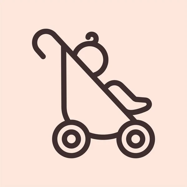 Kinderwagen Minimalistische Flache Linie Kreis Fester Strich Symbol Piktogramm Symbol — Stockvektor