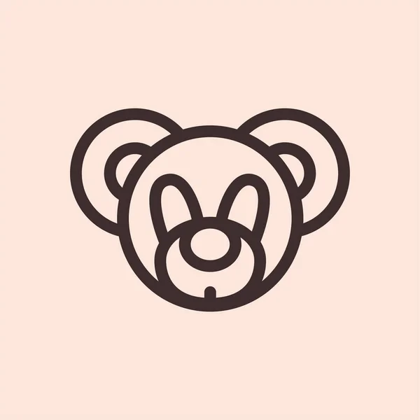 Teddybär Spielzeug Minimalistische Flache Linie Kreis Solide Strich Symbol Piktogramm — Stockvektor