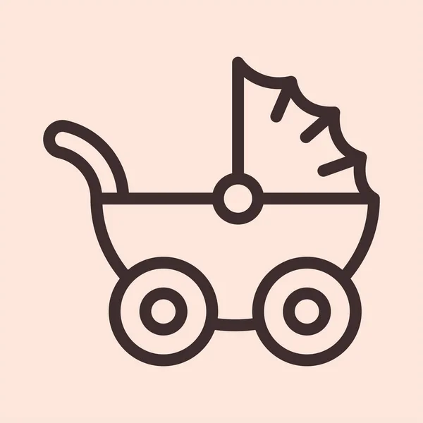 Детская Коляска Минималистическая Плоская Линия Круг Цельный Штрих Икона Пиктограмма — стоковый вектор