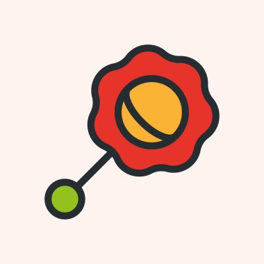 Bebek çıngırağı oyuncak minimalist düz çizgi katı kontur simgesini piktogram sembol