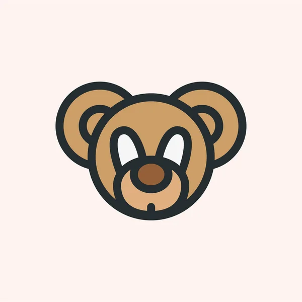 Teddybär Spielzeug Minimalistische Flache Linie Farbe Strich Symbol Piktogramm Symbol — Stockvektor