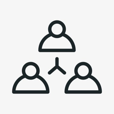 Ekip çalışması kolektif minimalist düz çizgi kontur simgesini piktogram