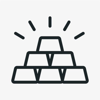 Altın hazine minimalist düz çizgi anahat kontur simgesini piktogram sembol