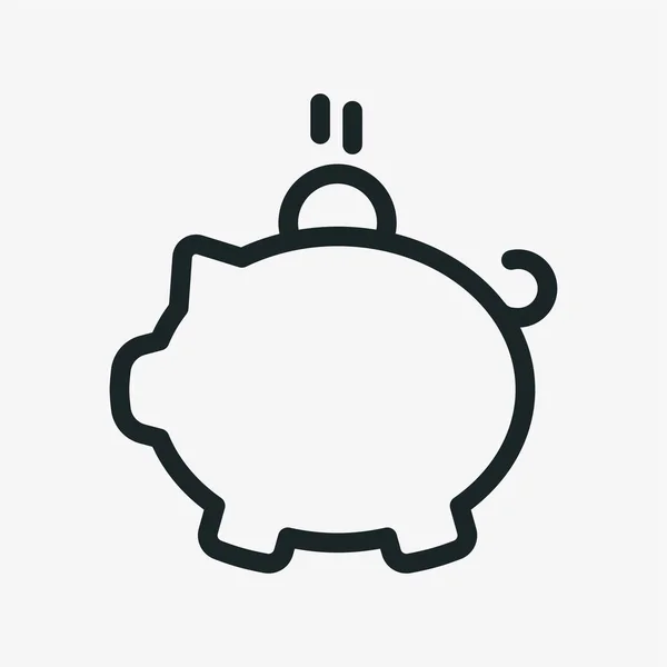 Piggy Bank Earnings Minimalistic Flat Line Outline Stroke Icon Pictogram — Stock Vector