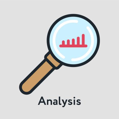 İş Analizi Büyüteç grafik Minimal renk düz çizgi kontur simgesini piktogram