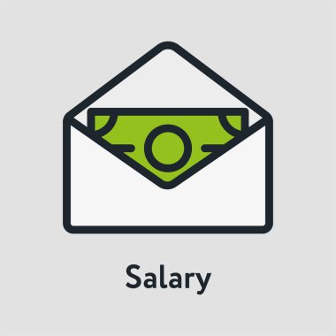 Maaş nakit para zarfı Minimal renk düz çizgi kontur simgesini piktogram
