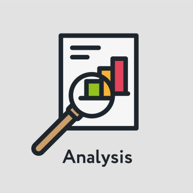 İş Analizi Minimal renk düz çizgi kontur simgesini piktogram