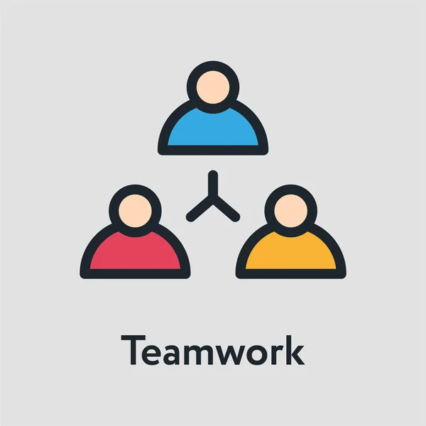 Teamwork Kollektiv Minimale Farbe Flache Linie Strichsymbol Piktogramm — Stockvektor