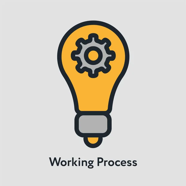 Working Process Light Bulb Minimal Color Flat Line Stroke Icon — Stock Vector