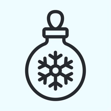 Noel süsleme top kar tanesi en az düz çizgi kontur simgesini piktogram