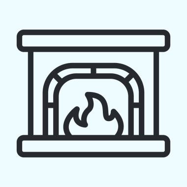 Şömine rahat iç düz çizgi kontur simgesini piktogram