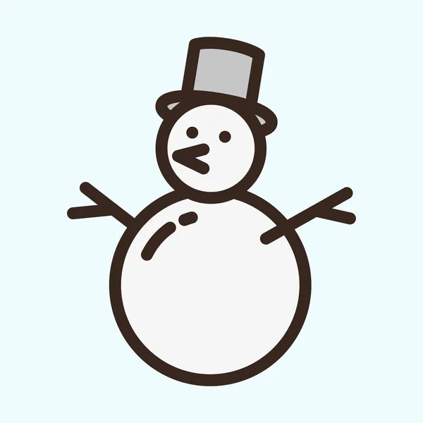 Zimní Sněhulák Mrkev Hat Cap Plochý Color Line Ikonu Piktogram — Stockový vektor