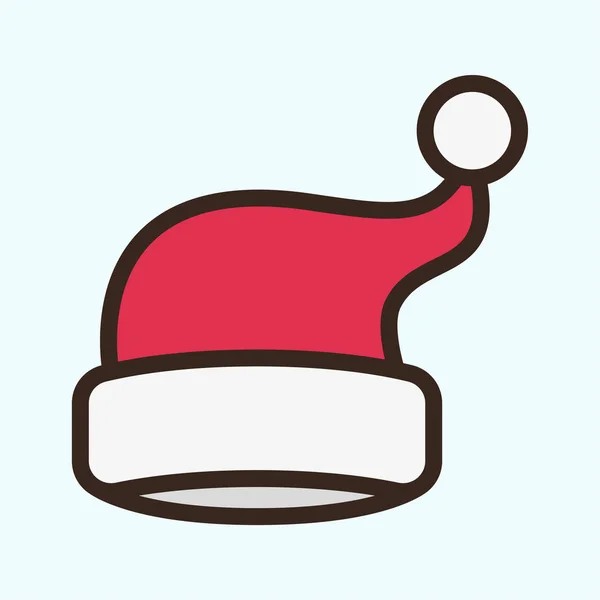 Santa Claus Hat Plochý Color Line Tahu Ikonu Piktogram — Stockový vektor