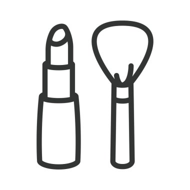 Ruj ve toz fırçası Minimal renk düz çizgi kontur simgesini piktogram kadar yapmak