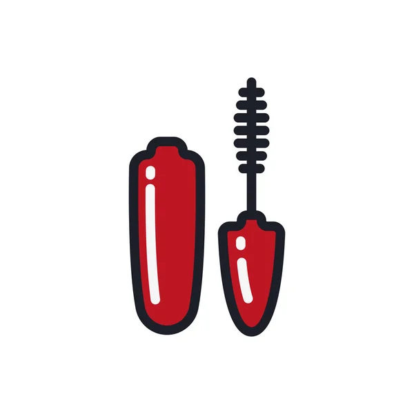 Mascara Borstel Make Minimale Kleur Platte Lijn Beroerte Pictogram Pictogram — Stockvector