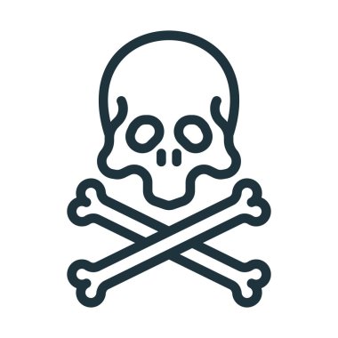 Kafatası Korsan Halloween en az düz çizgi kontur simgesini piktogram