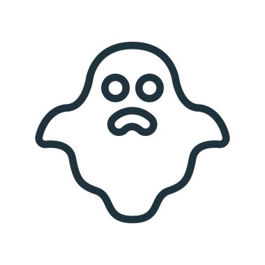 Cadılar Bayramı en az düz çizgi kontur simgesini piktogram Boo hayalet