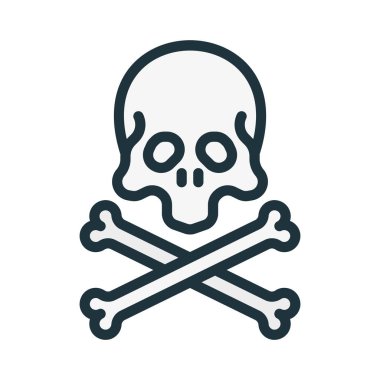 Kafatası Korsan Cadılar Bayramı Minimal renk düz çizgi kontur simgesini piktogram