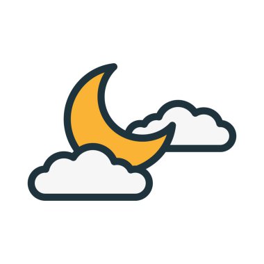 Halloween gece ay ay ışığı Minimal renk düz çizgi kontur simgesini piktogram