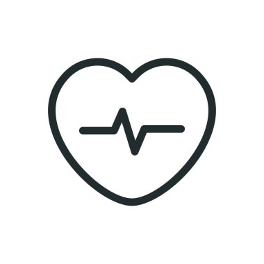 Saldırı darbe kardiyo düz çizgi kontur simgesini piktogram yendi duydum