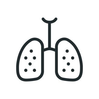 Akciğer kanseri zatürree astım bronşit düz çizgi kontur simgesini piktogram