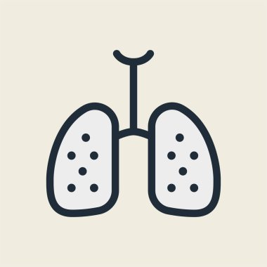 Akciğer kanseri zatürree astım bronşit düz çizgi kontur simgesini piktogram