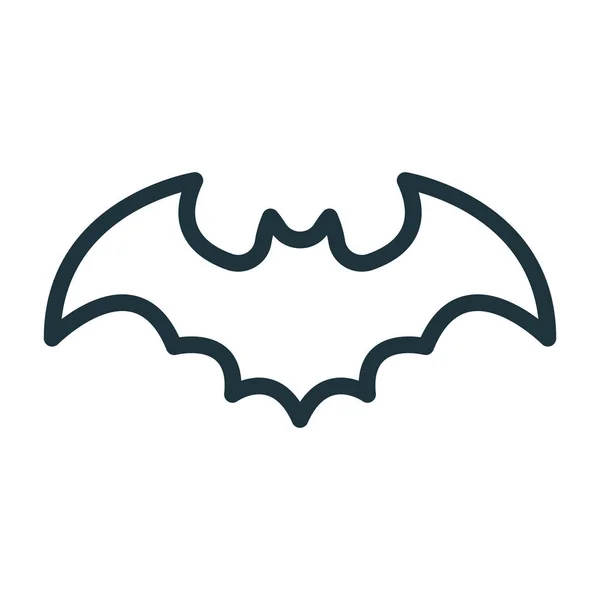 Flying Bat Halloween Minimal Flat Line Stroke Icono Pictograma — Vector de stock