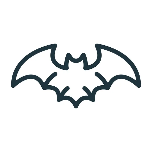 Flying Bat Halloween Minimal Flat Line Stroke Icono Pictograma — Vector de stock
