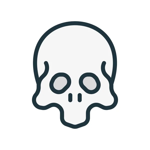 Crâne Pirate Halloween Couleur Minimale Ligne Plate Course Icône Pictogramme — Image vectorielle