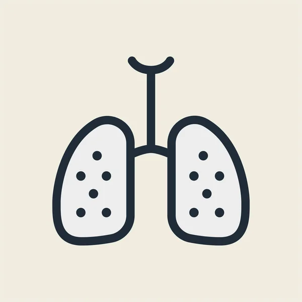 Cáncer Pulmón Neumonía Asma Bronquitis Línea Plana Icono Pictograma — Vector de stock