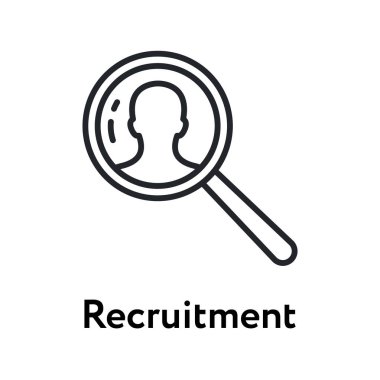 Olay Büyüteç düz çizgi kontur simgesini piktogram işe işe alım