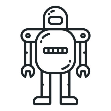 Soyut şirin Robot en az düz çizgi kontur simge piktogram sembol tasarlamak
