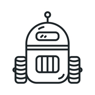 Soyut şirin Robot en az düz çizgi kontur simge piktogram sembol tasarlamak