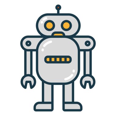 Soyut şirin Robot Minimal renk düz çizgi kontur simge piktogram sembol tasarlamak