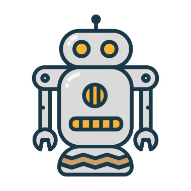 Soyut şirin Robot Minimal renk düz çizgi kontur simge piktogram sembol tasarlamak