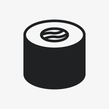 Japonya yemek suşi Roll. Nori, pirinç ve balık Asya mutfağı. Düz çizgi kontur simgesini piktogram