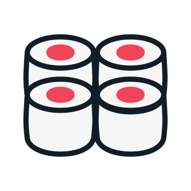 Japon Gıda Suşi Roll. Nori, pilav ve balık Asya mutfağı. Düz Renk Çizgisi Vuruşu Simge Resim Grafiği
