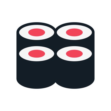 Japon Gıda Suşi Roll. Nori, pilav ve balık Asya mutfağı. Düz Renk Çizgisi Vuruşu Simge Resim Grafiği
