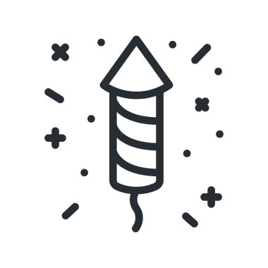 Havai fişek roket patlama düz çizgi kontur simgesini piktogram