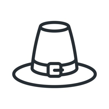 Hacı şapka düz çizgi kontur simgesini piktogram