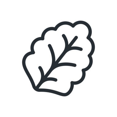 Yaprak marul bitki düz çizgi kontur simgesini piktogram