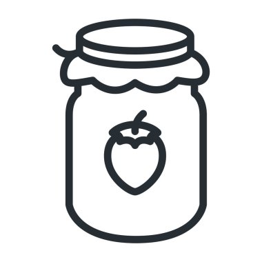 Çilek reçeli kavanoz düz çizgi kontur simgesini piktogram