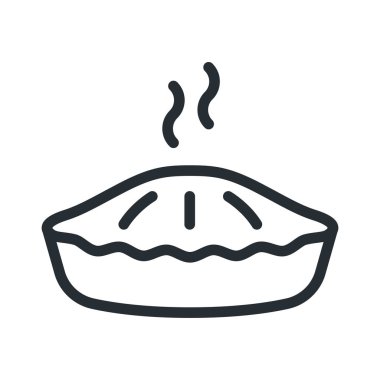 Sıcak pasta düz çizgi kontur simgesini piktogram