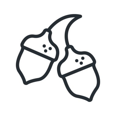 Meşe palamudu meşe ağacı düz çizgi kontur simgesini piktogram