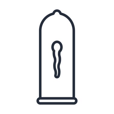 Sperm prezervatif seks koruma kontraseptif düz çizgi kontur simgesini piktogram