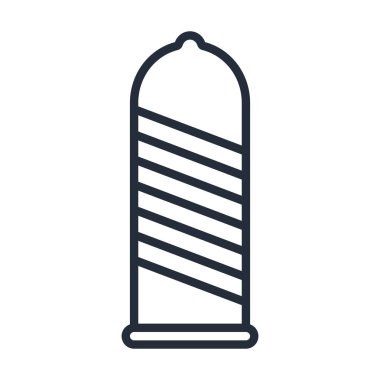 Prezervatif seks koruma kontraseptif anestezik düz çizgi kontur simgesini piktogram yivli