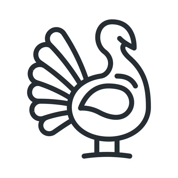 Pictogramme Icône Avc Ligne Plate Ferme Thanksgiving Oiseau Dinde — Image vectorielle