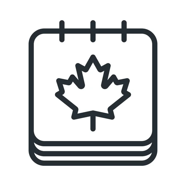 Thanksgiving Day Kalender Maple Leaf Platt Linje Stroke Ikonen Piktogram — Stock vektor