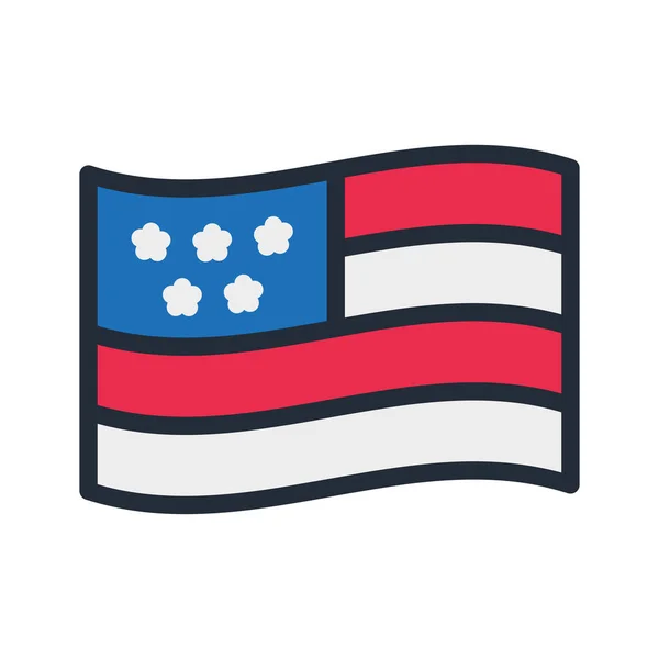 Abd Amerikan Bayrağı Düz Renk Çizgi Kontur Simgesini Piktogram — Stok Vektör